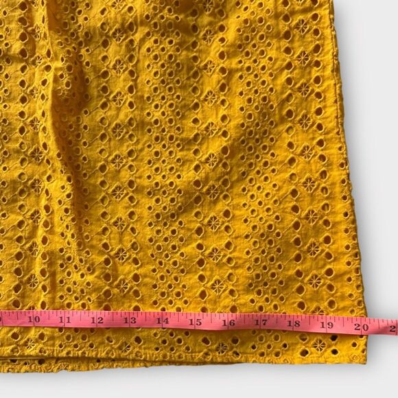 J.Crew Crop Short Puff Sleeve Eyelet Mustard Top Sz S Fall Versatile Office - Picture 7 of 9